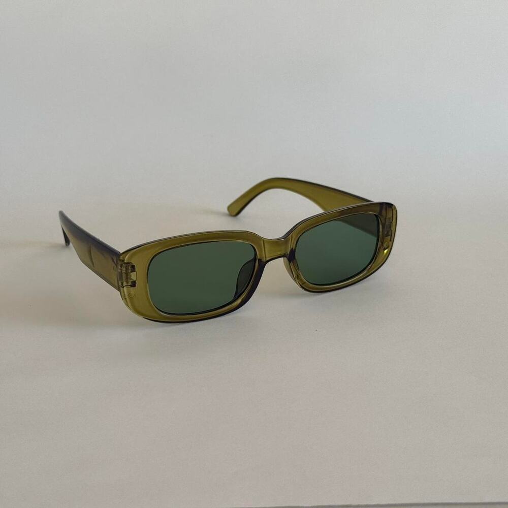 Y2K Green Clout Goggles Rounded Square Sunglasses Unisex Retro UVA UVB - Picture 2 of 8